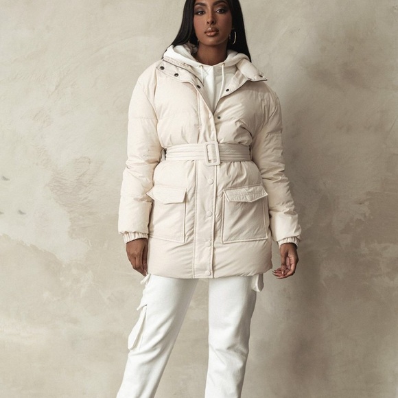 JLUXLABEL ASPEN LONG PUFFER COAT Ivory - S - Picture 3 of 13